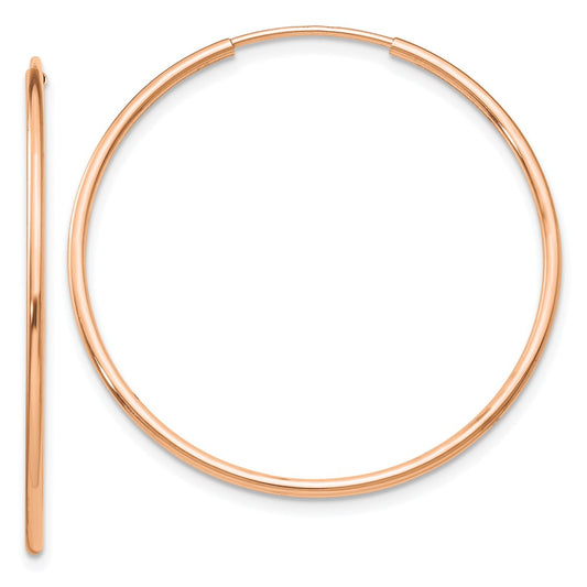 10K Rose Gold Polished Endless Tube Hoop Earrings