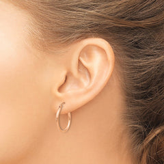10K Rose Gold Polished 2mm Tube Hoop Earrings