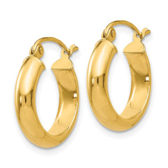 10K Yellow Gold Round Tube Hoop Earrings