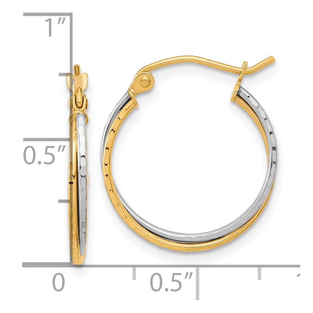 10K Two-Tone Gold Diamond-cut Twisted Hoop Earrings