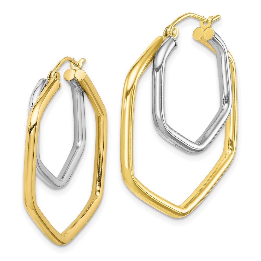 10K Two-Tone Gold Polished Hoop Earrings