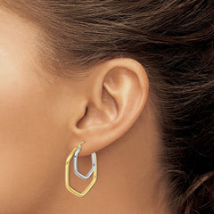10K Two-Tone Gold Polished Hoop Earrings