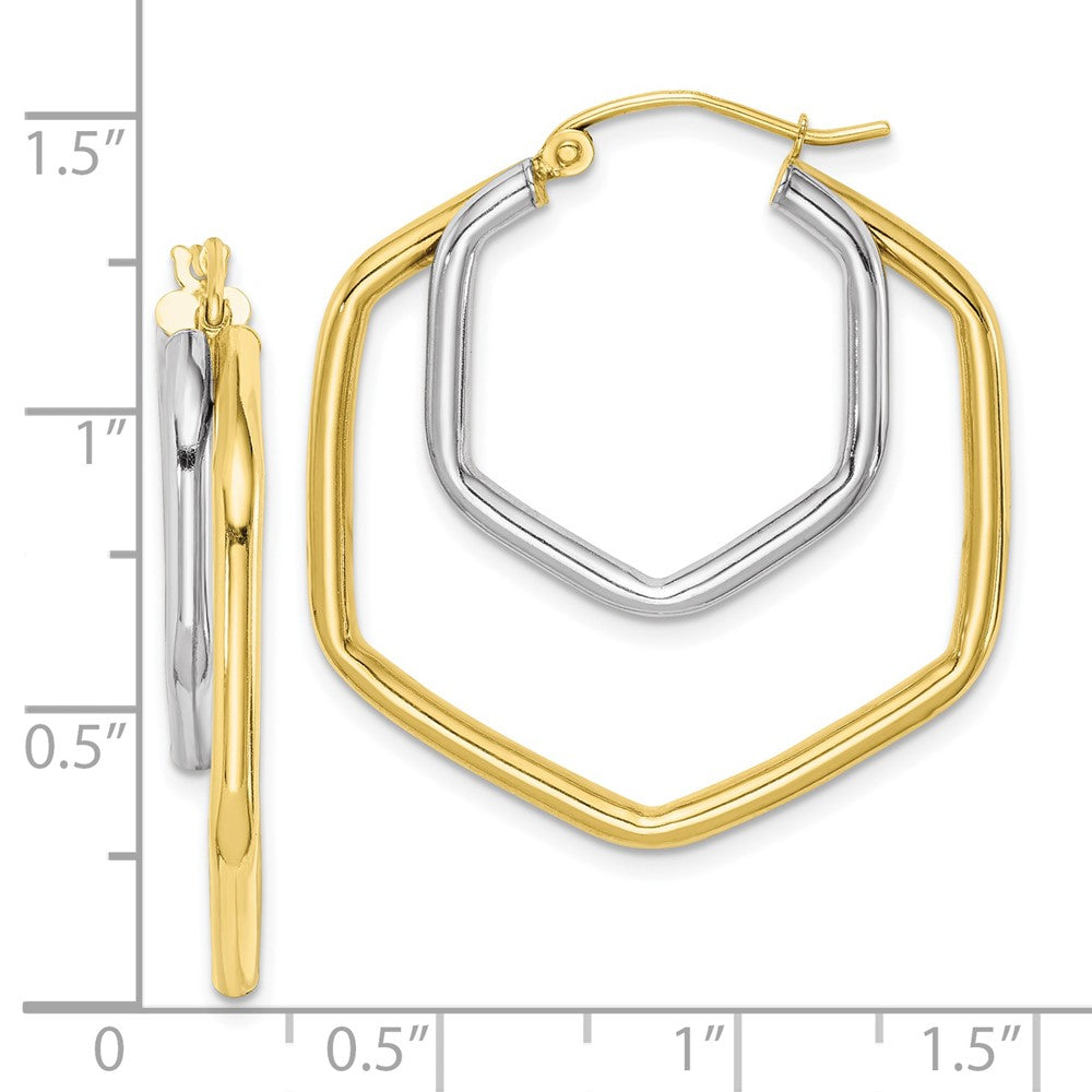 10K Two-Tone Gold Polished Hoop Earrings