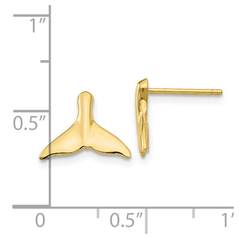 10K Yellow Gold Whale Tail Post Earrings