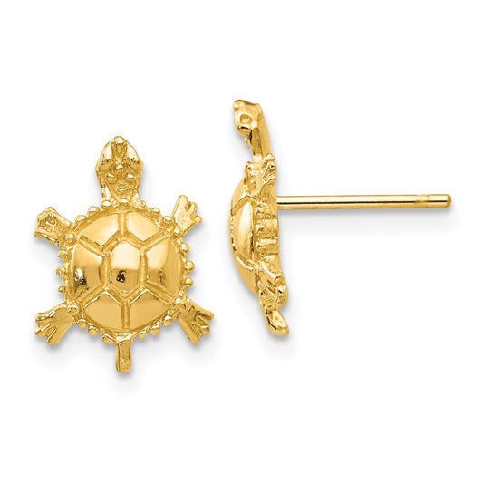 10K Yellow Gold Turtle Post Earrings