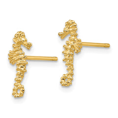 10K Yellow Gold Mini Seahorse Post Earrings
