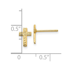 10K Yellow Gold Polished Cross Post Earrings