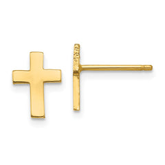 10K Yellow Gold Polished Cross Post Earrings