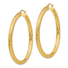 10K Yellow Gold Diamond-cut 4mm Round Hoop Earrings