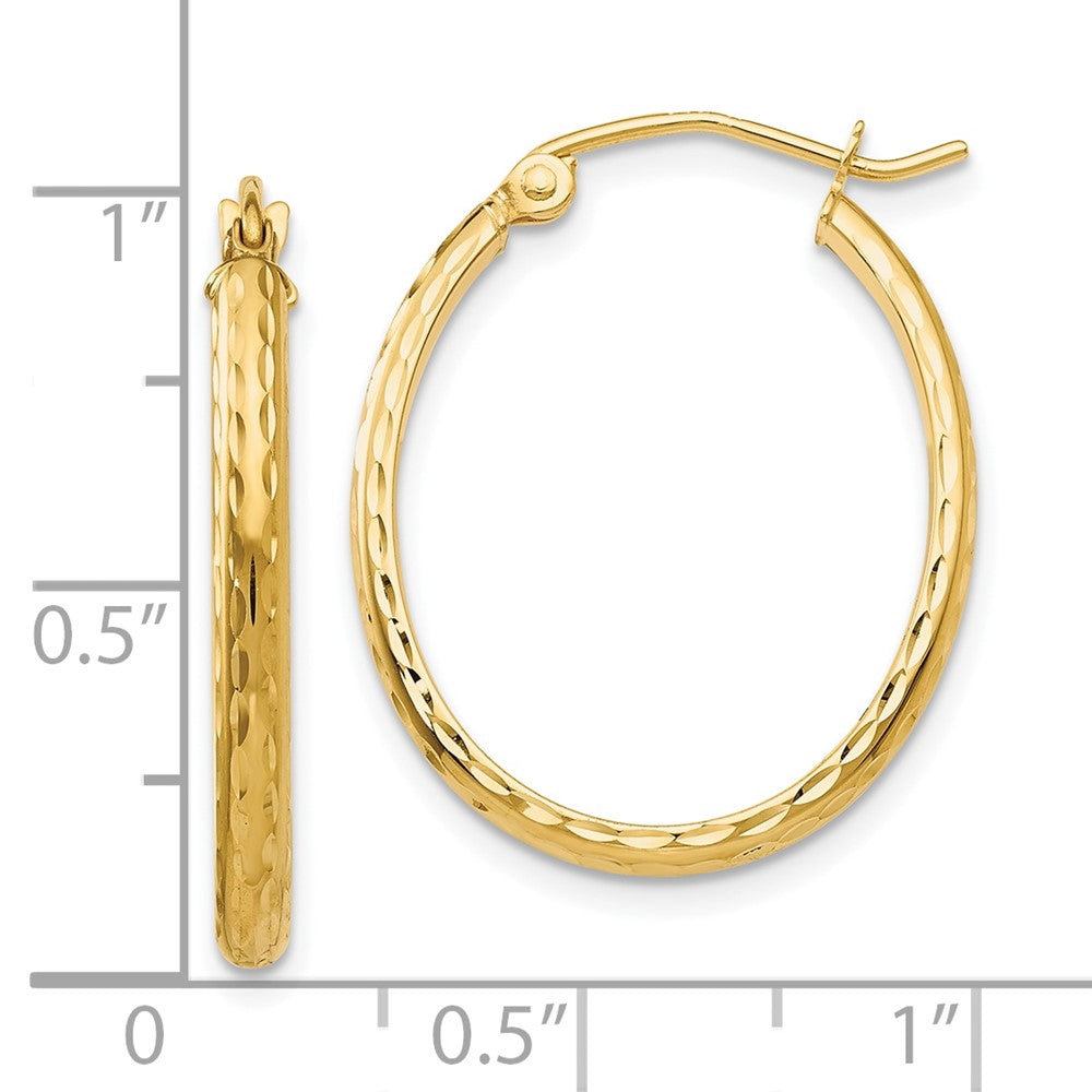 10K Yellow Gold Lightweight Diamond-cut Oval Hoop Earrings