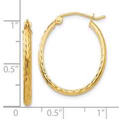 10K Yellow Gold Lightweight Diamond-cut Oval Hoop Earrings