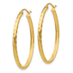 10K Yellow Gold Lightweight Diamond-cut Oval Hoop Earrings