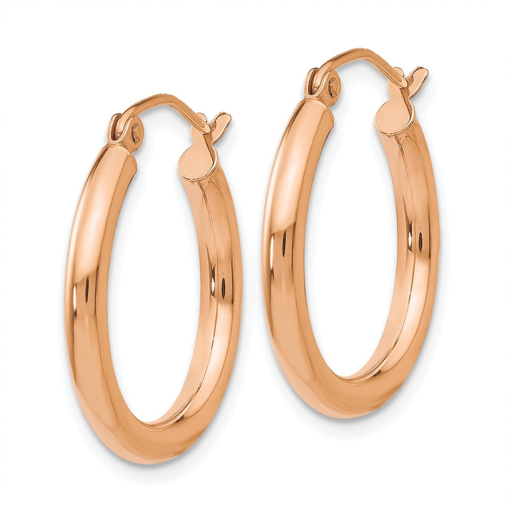 10K Rose Gold Polished 2.5mm Lightweight Tube Hoop Earrings