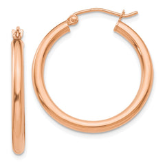 10K Rose Gold Polished 2.5mm Lightweight Tube Hoop Earrings