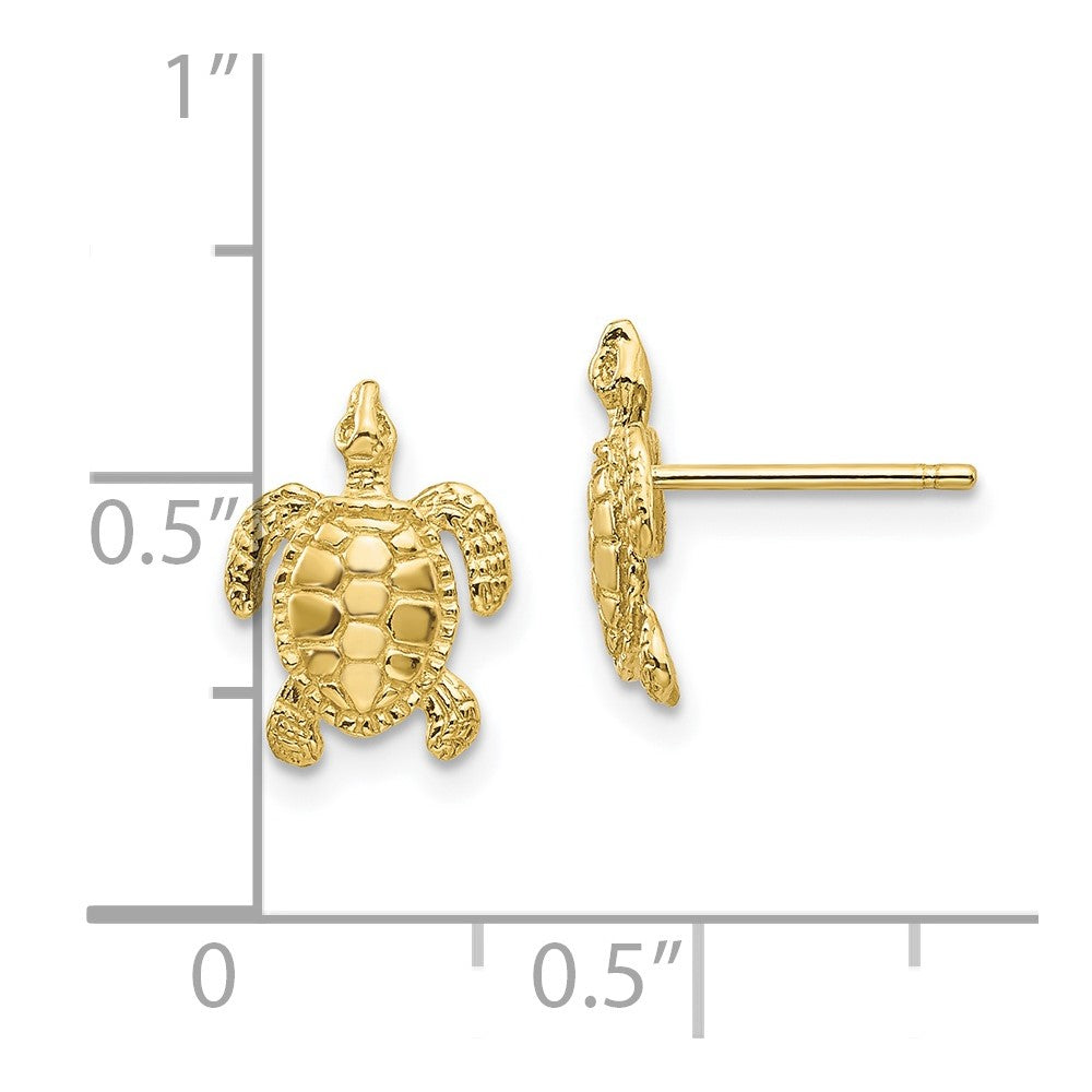 10K Yellow Gold Turtle Post Earrings