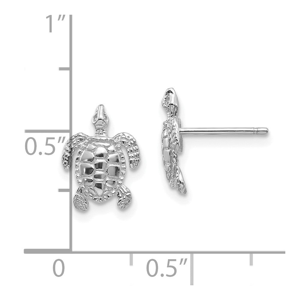 10K White Gold Turtle Post Earrings