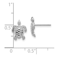 10K White Gold Turtle Post Earrings
