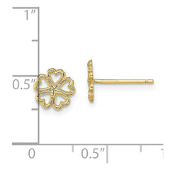 10K Yellow Gold Five Hearts Circle Post Earrings