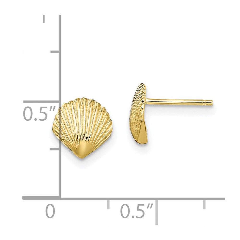 10K Yellow Gold Scallop Shell Post Earrings