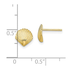 10K Yellow Gold Scallop Shell Post Earrings