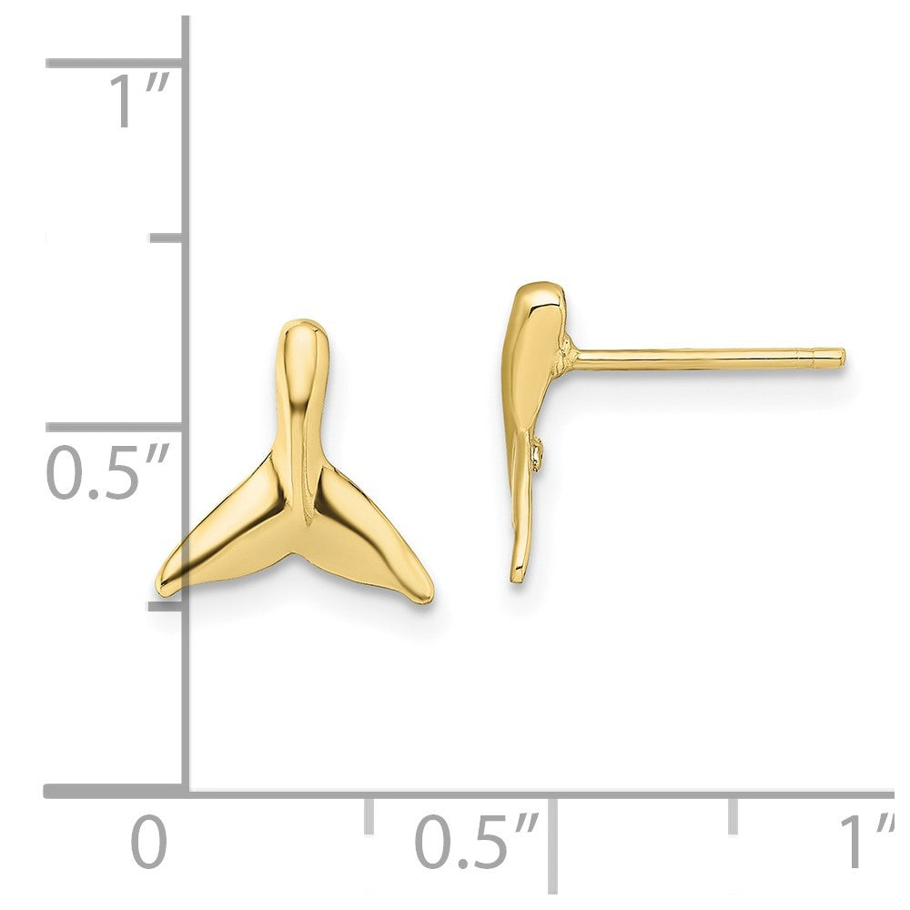10K Yellow Gold Mini Whale Tail Post Earrings