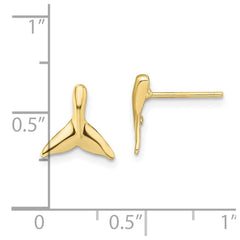 10K Yellow Gold Mini Whale Tail Post Earrings