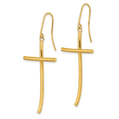 10K Yellow Gold Polished Cross Dangle Earrings