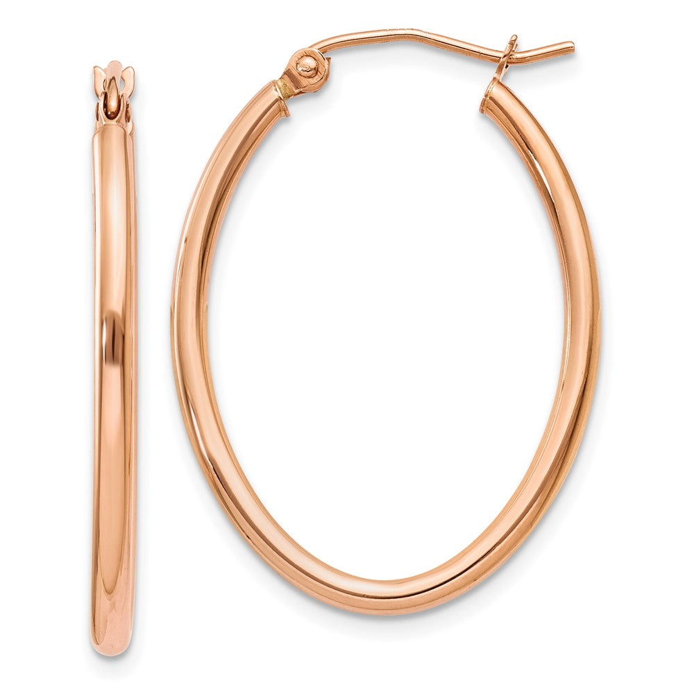 10K Rose Gold Oval Hoop Earrings