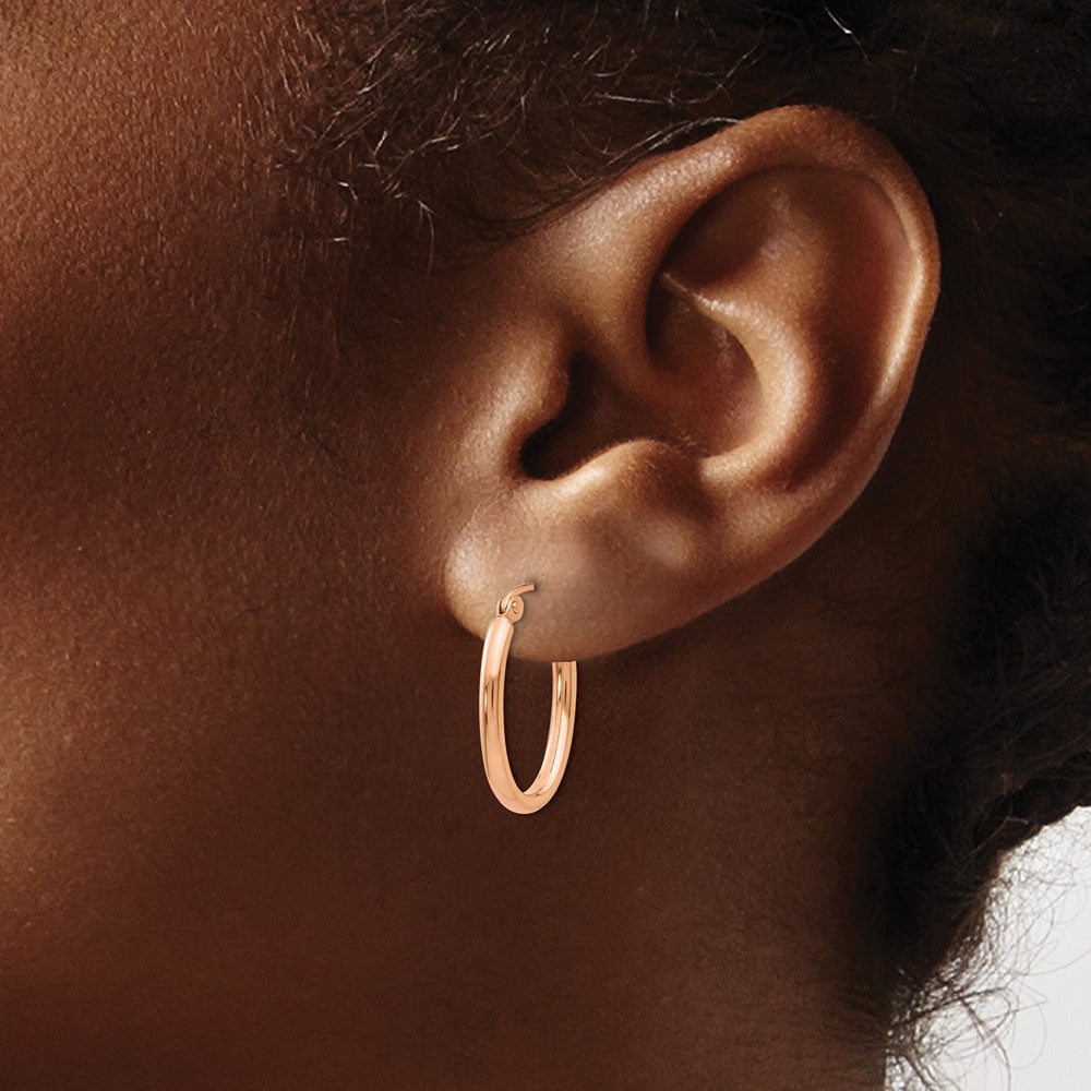 10K Rose Gold Oval Hoop Earrings