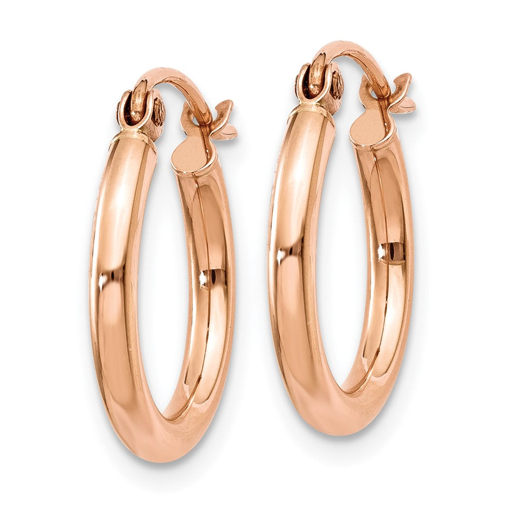 10K Rose Gold Polished 2mm Lightweight Tube Hoop Earrings