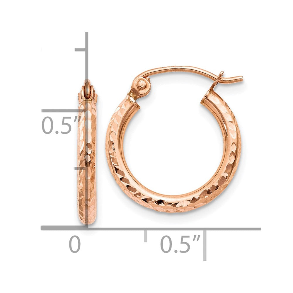 10K Rose Gold Lightweight Diamond-cut Hoop Earrings