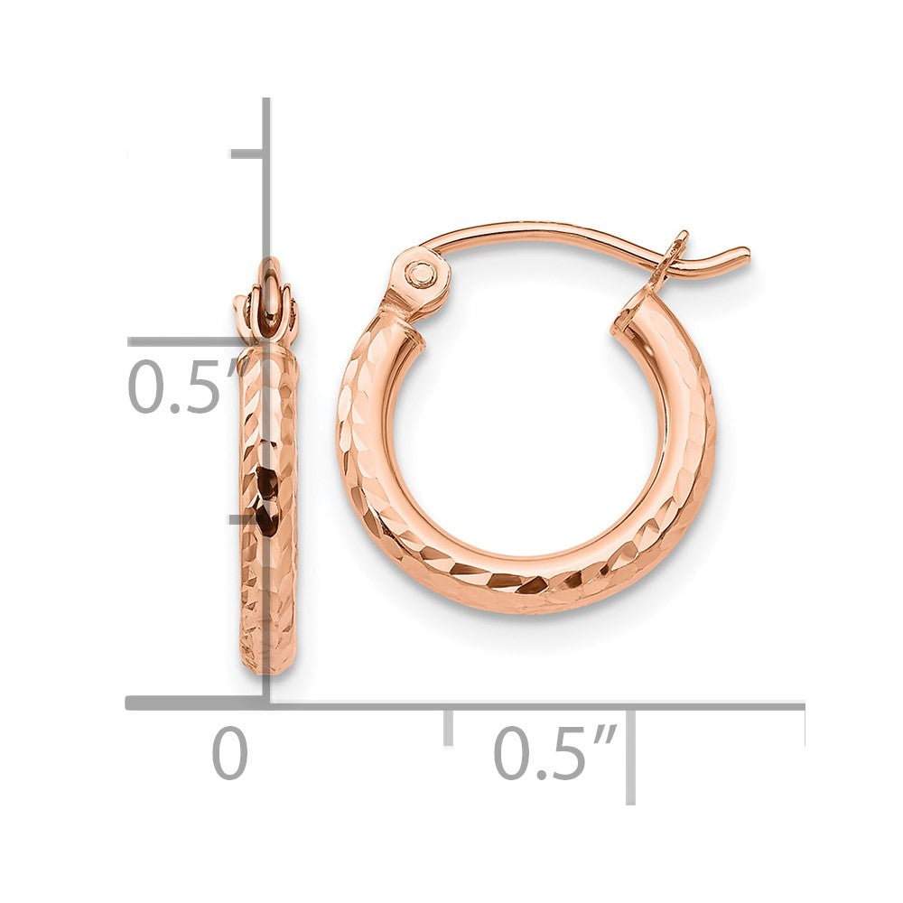 10K Rose Gold Lightweight Diamond-cut Hoop Earrings