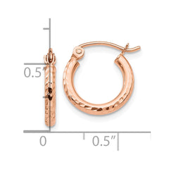 10K Rose Gold Lightweight Diamond-cut Hoop Earrings
