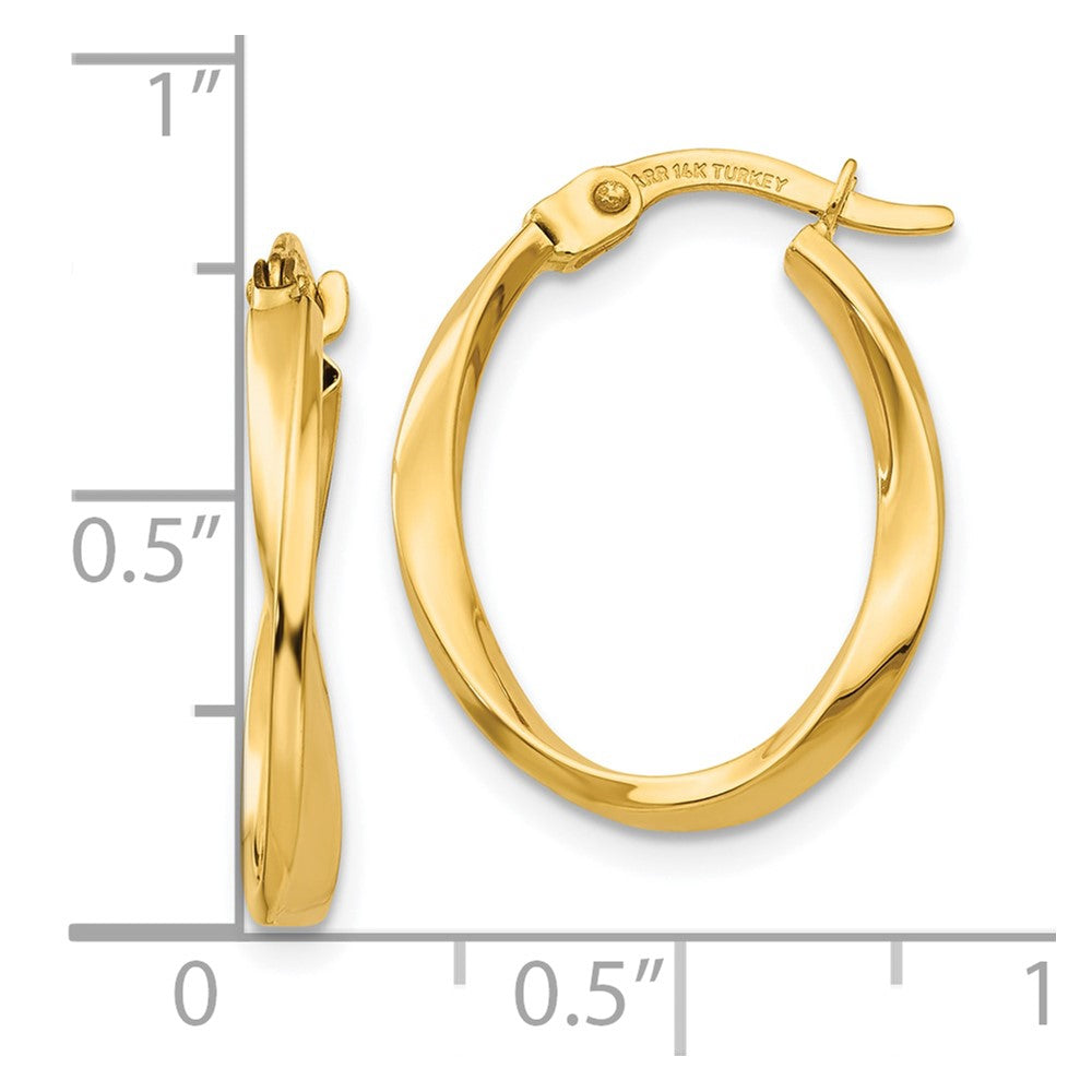 10K Yellow Gold Gold Polished Twisted Oval Hoop Earrings