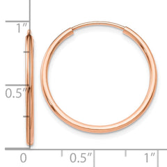 10K Rose Gold Polished Endless Tube Hoop Earrings