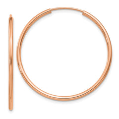 10K Rose Gold Polished Endless Tube Hoop Earrings
