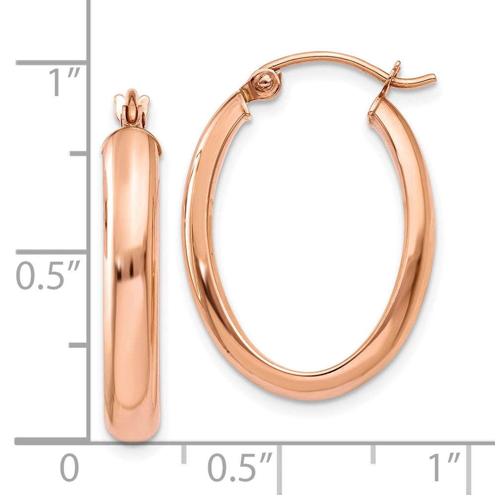 10K Rose Gold Polished Half-Round Oval Hoop Earrings