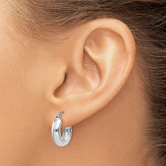 10K White Gold 4mm Round Hoop Earrings