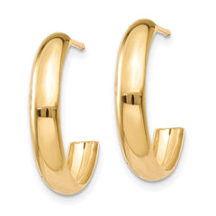 10K Yellow Gold Polished 3.5mm J-Hoop Earrings