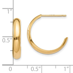 10K Yellow Gold Polished 3.5mm J-Hoop Earrings