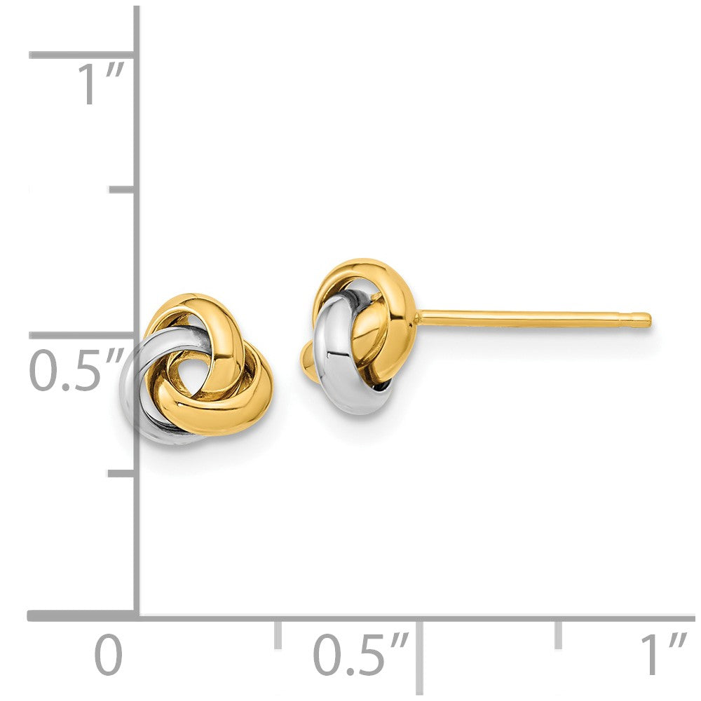10K Two-Tone Gold Polished Love Knot Post Earrings