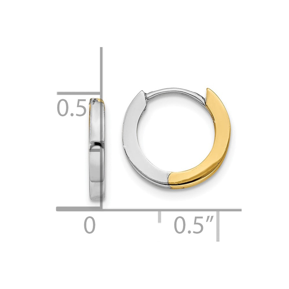 10K Two-Tone Gold 2mm Round Hinged Hoop Earrings
