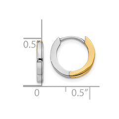 10K Two-Tone Gold 2mm Round Hinged Hoop Earrings