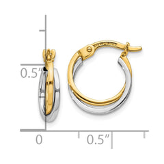 10K Two-Tone Gold Polished Hollow Hoop Earrings