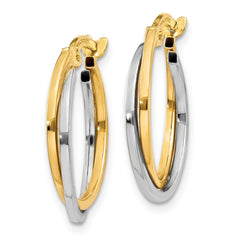 10K Two-Tone Gold Polished Hollow Hoop Earrings