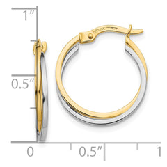10K Two-Tone Gold Polished Hollow Hoop Earrings