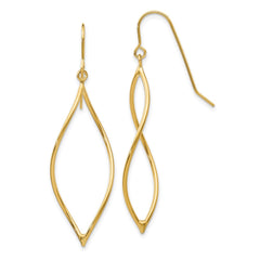 10K Yellow Gold Polished Twisted Oblong Dangle Earrings