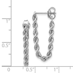 10K White Gold Rope Chain Dangle Post Earrings