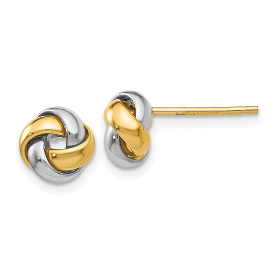 10K Two-Tone Gold Knot Post Earrings