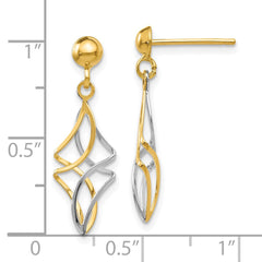 10K Two-Tone Gold Post Dangle Earrings